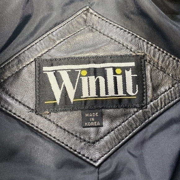 Vintage Winlit Black Leather Motorcycle Jacket Retro Size 9/10 80's - Picture 3 of 8